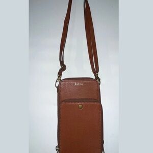 Fossil Tan Leather Crossbody Bag